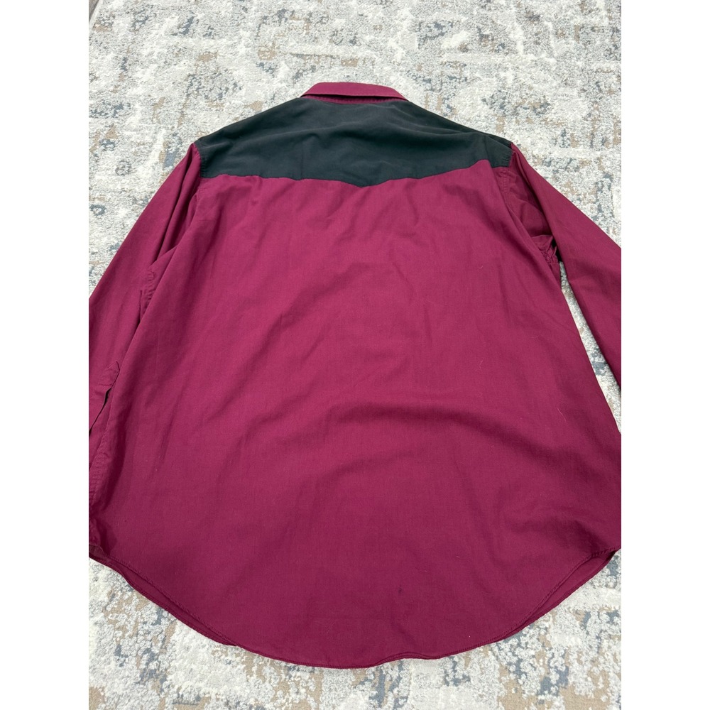 Ely Cattleman Mens 2XL Western Snap Shirt Burgundy Black Floral Embroidered - Picture 7 of 8